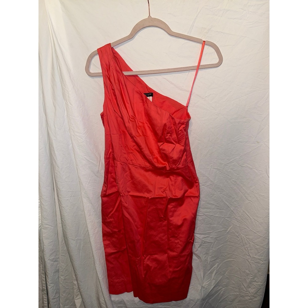 J.Crew Womens One Shoulder Cotton Sheath Dress Peach Pink Size 4